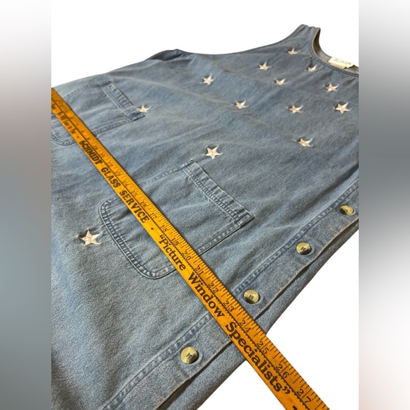THE QUACKER FACTORY Celestial Star Embroidered Denim Shift Dress Size Large - Picture 8 of 10
